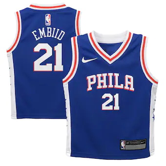 toddler nike joel embiid blue philadelphia 76ers replica je-346